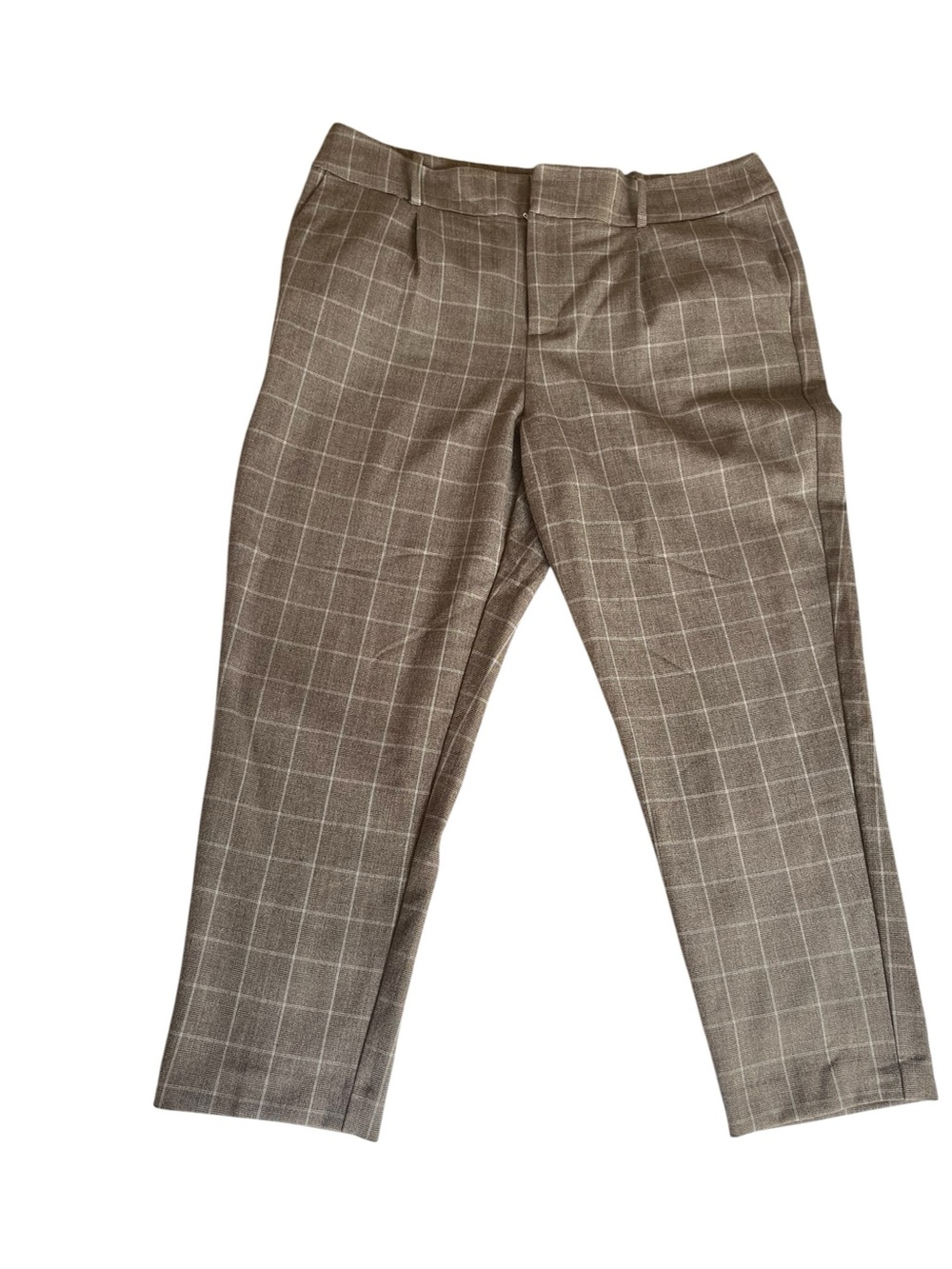 A New Day Women Brown Plaid Windowpane Dress Pants Sz 18